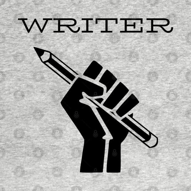 Writer Bold Hand with pencil by CasualTeesOfFashion